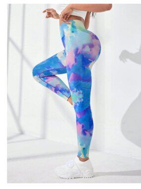 NEW Women's Multicolor Tie Dye Yoga Pants Leggings High Waisted - Large